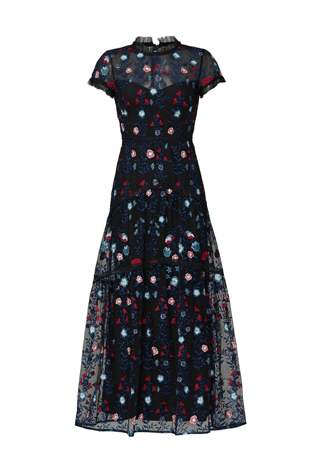Dark Floral Embroidered Gown by ML 