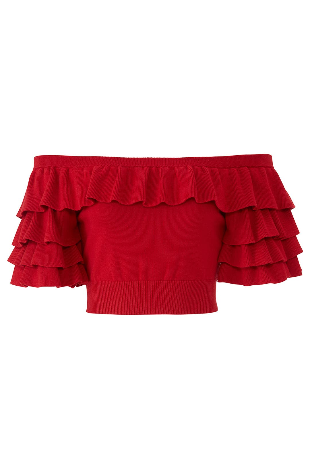 red ruffle crop top