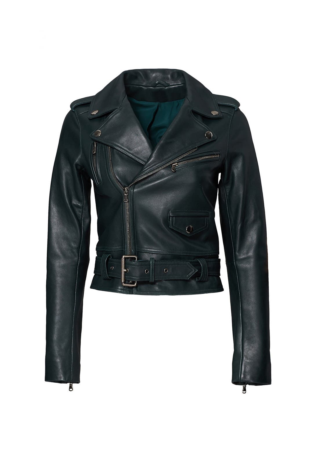 Green Cooper Leather Jacket By Parker For 100 The Runway