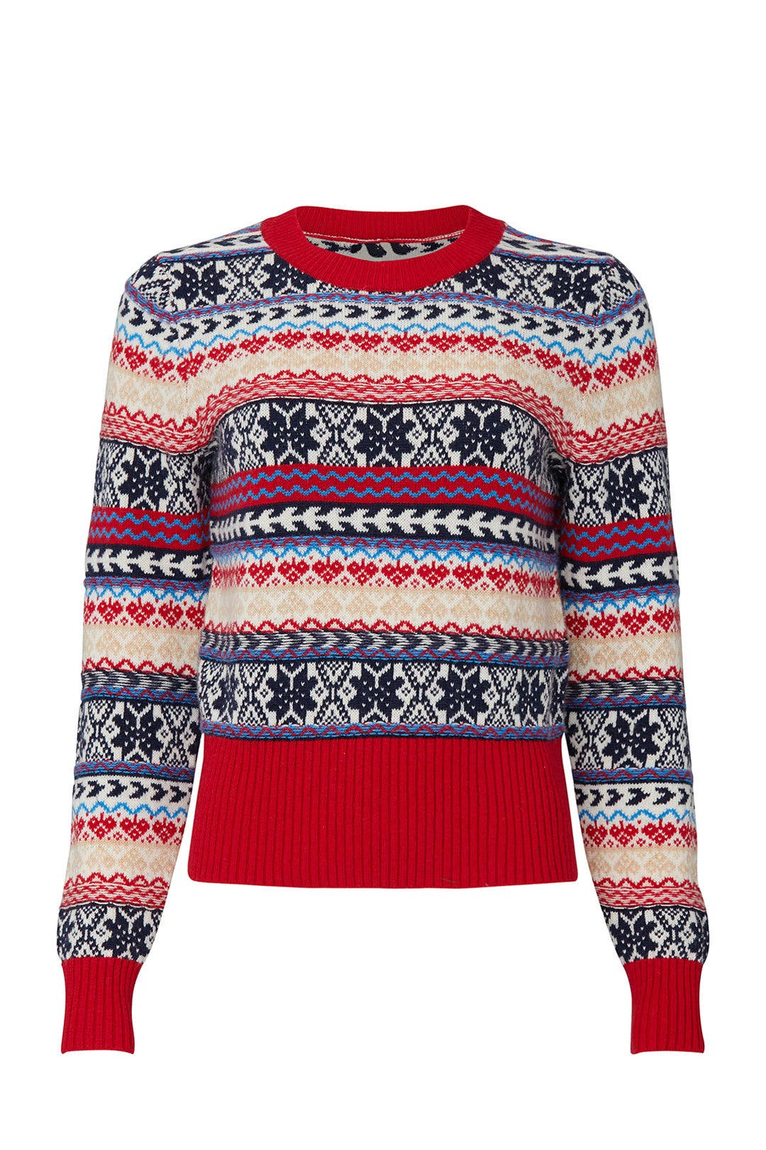 Button Fair Isle Crewneck Sweater by J 