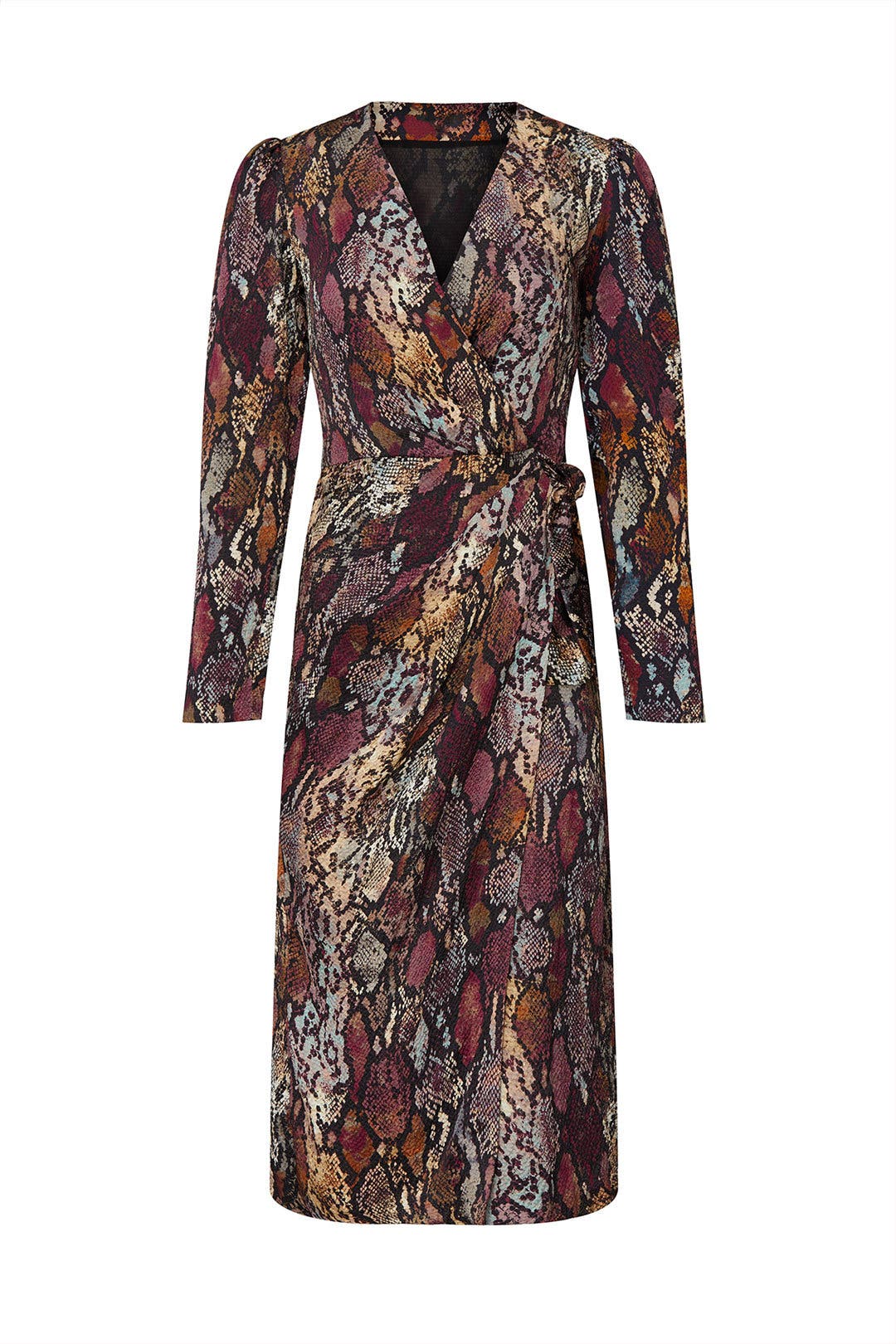 Snake Print Wrap Dress by Rebecca 