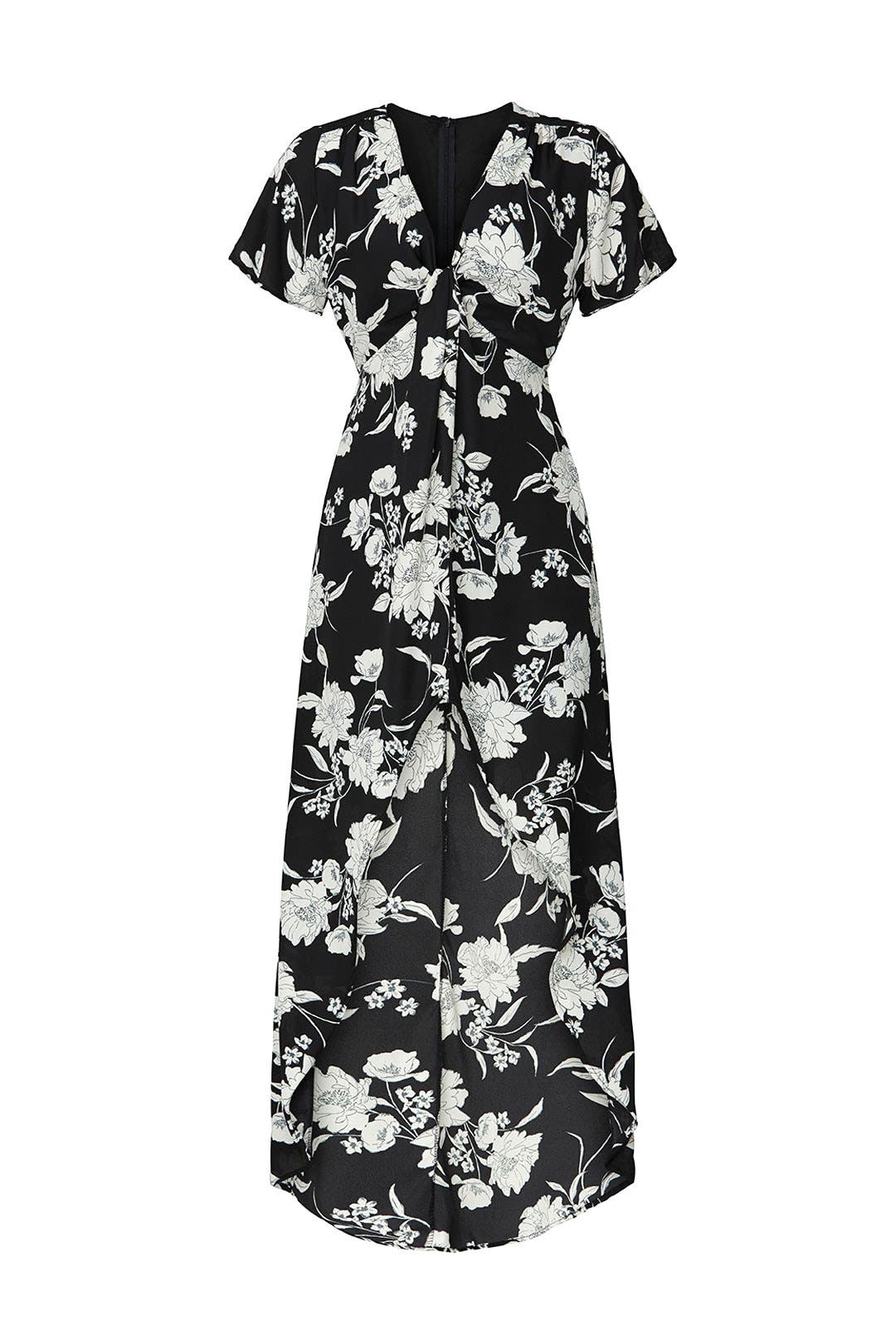 high low black floral dress