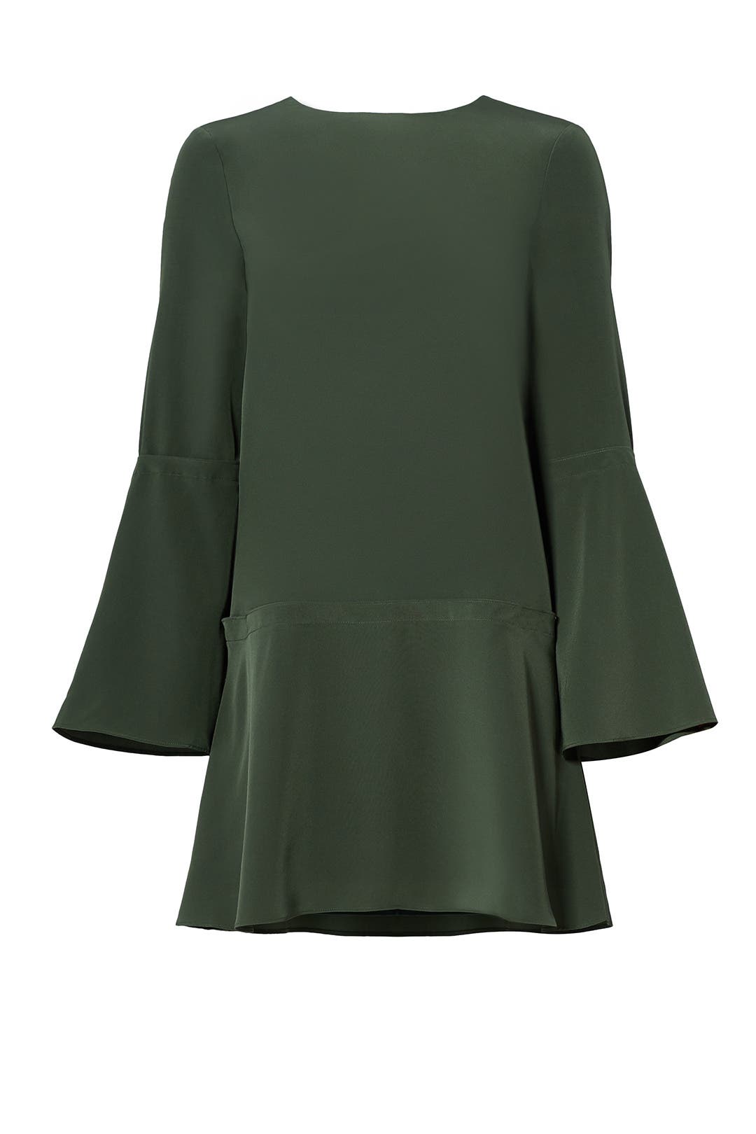 Green Silk Crew Dress By Tibi For 80 95 The Runway