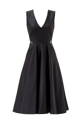 V-neck Sheer Asymmetric Full-Skirt Sleeveless Acrylic/Crepe/Elastane/Viscose  Dress