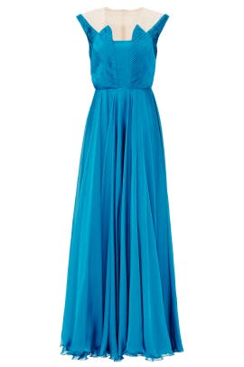 Chiffon/Silk Slit Sleeveless Full-Skirt  Dress