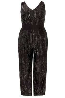 V-neck Sleeveless Sequined Polyester Jumpsuit 