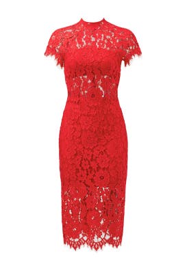 Polyester Short Sleeves Slit Fitted Lace  Dress