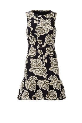 Jacquard  Sleeveless Dropped   Waistline Cotton/Polyester General Print  Dress With Ruffles