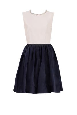 Full-Skirt Sleeveless Cutout Crystal Faille/Polyester/Silk  Dress