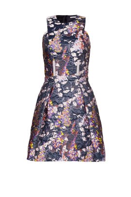 Sleeveless Cotton/Polyamide Full-Skirt Jacquard Maxi Dress 