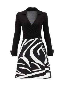 V-neck Full-Skirt Acetate/Polyester/Triacetate/Knit Long Sleeves Wrap General Print  Dress