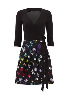 V-neck General Print Full-Skirt Wrap Chiffon/Silk/Wool  Dress