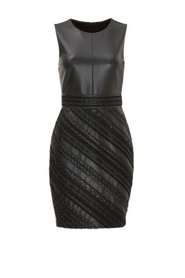 Leather/Nylon Fitted Sleeveless  Dress