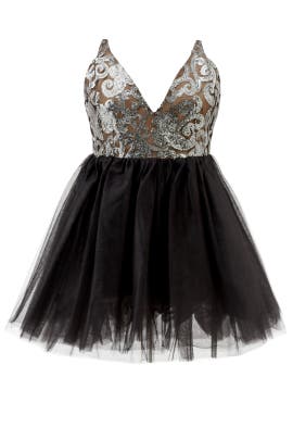 V-neck Sleeveless Nylon/Tulle Beaded  Dress