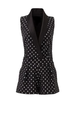 V-neck Sleeveless Crepe/Polyester Romper 