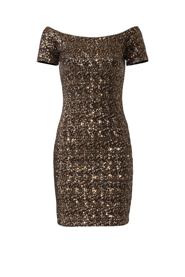 dress the population gold sequin dress