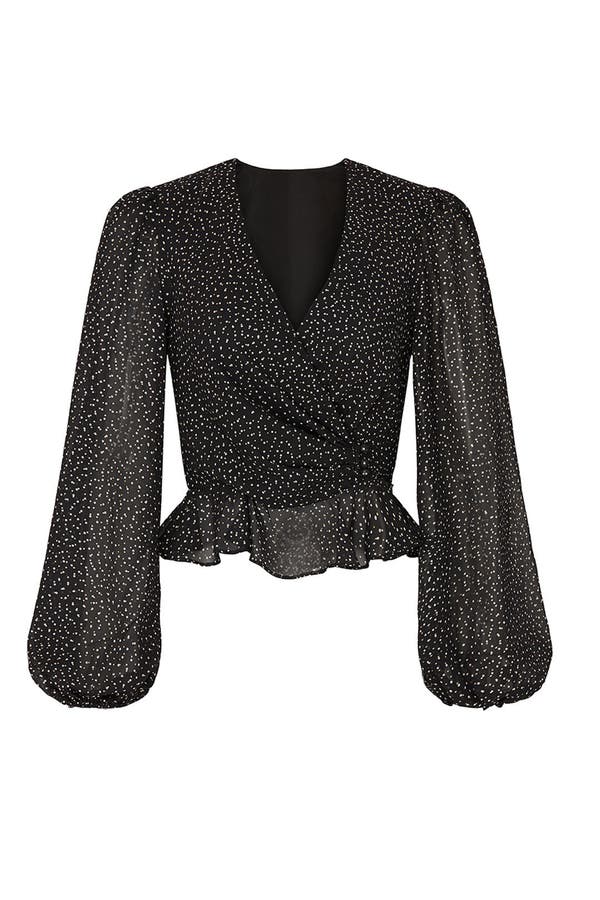 Jill Jill Stuart Womens Wrap Top Foil Printed Chiffon