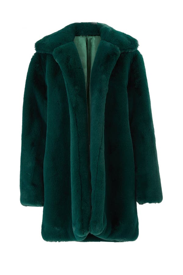 emerald green fur jacket