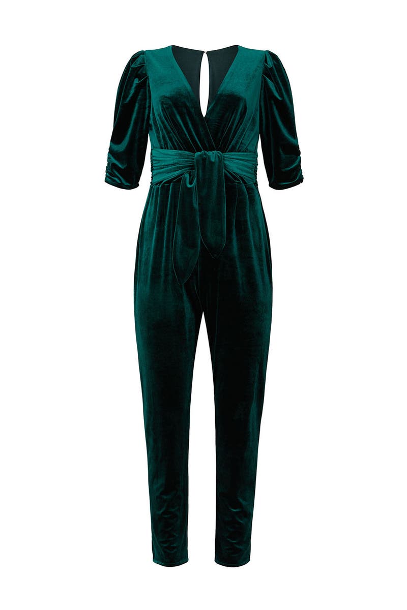 adelyn rae off the shoulder velvet jumpsuit