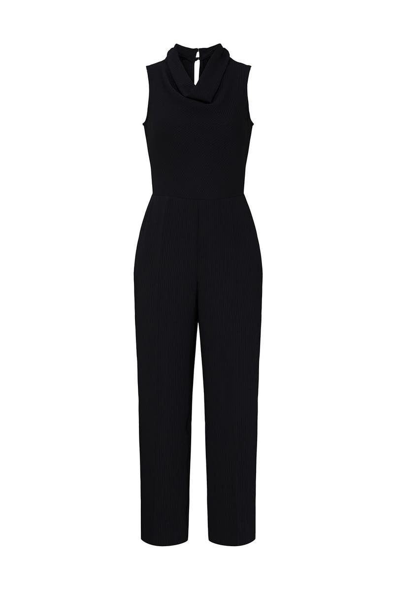 black cowl neck jumpsuit