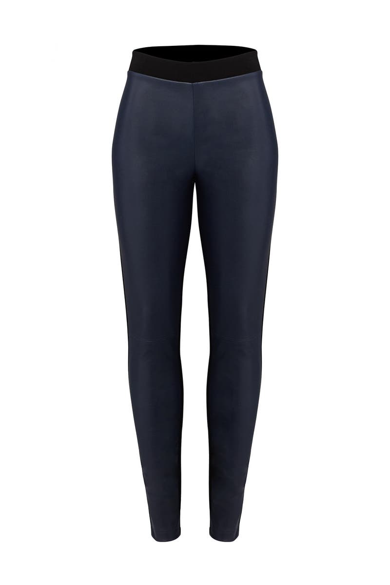 navy leather look leggings