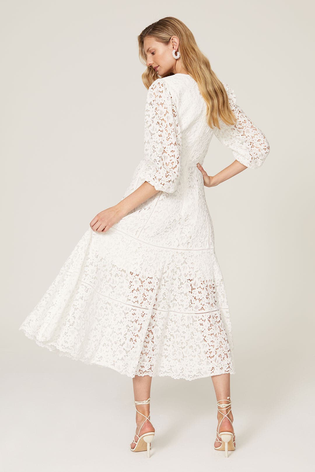 White Lace V-Neck Dress by Jonathan 