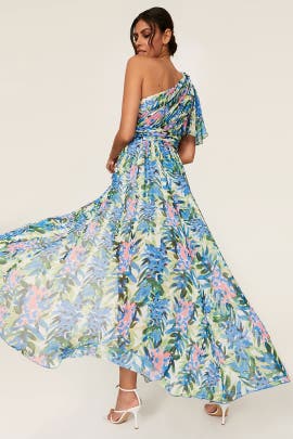 Floral One Shoulder Gown by Badgley 