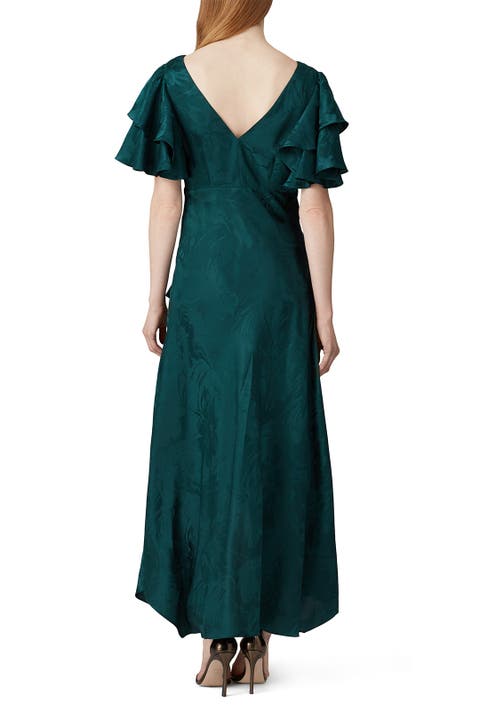 Tanya taylor green silk clementine dress Clearance