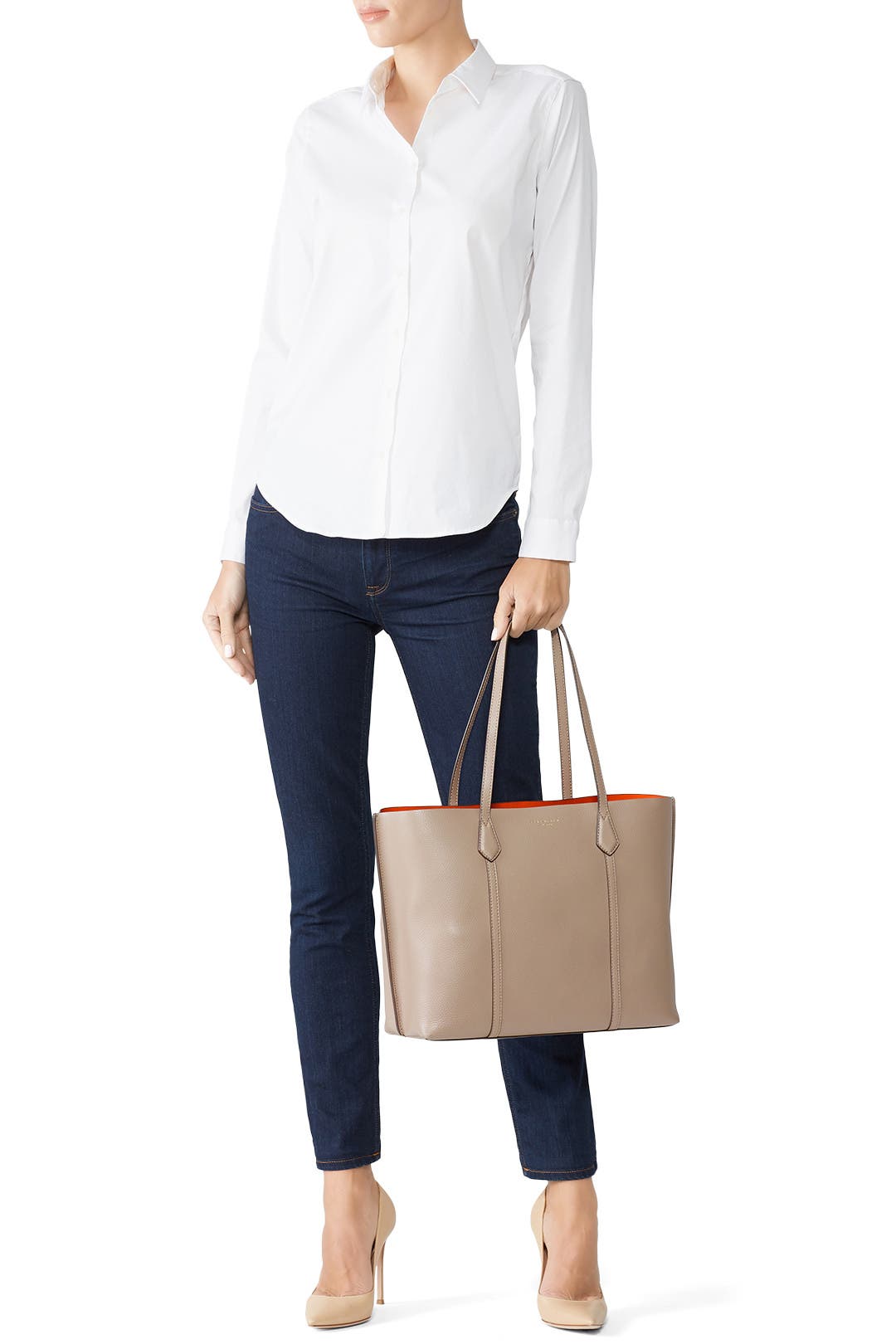 tory burch perry tote grey heron